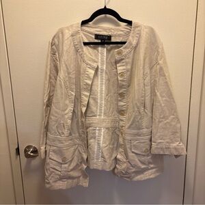 Kasper Size 20W Blazer Jacket Suit Separate Ivory/Beige Textured Women